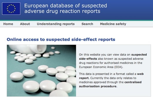 EMA adverse event reports website