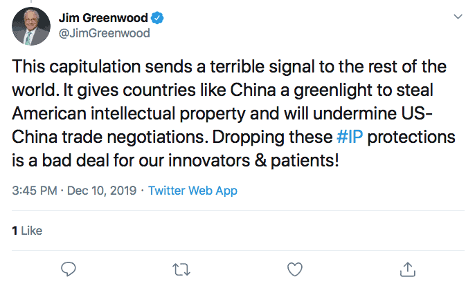 Jim Greenwood tweet