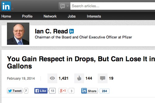 LinkedIn Pfizer Ian Read - PMLiVE LinkedIn Pfizer Ian Read