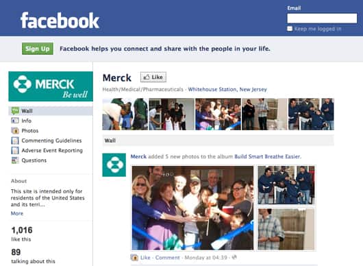Merck & Co Facebook page
