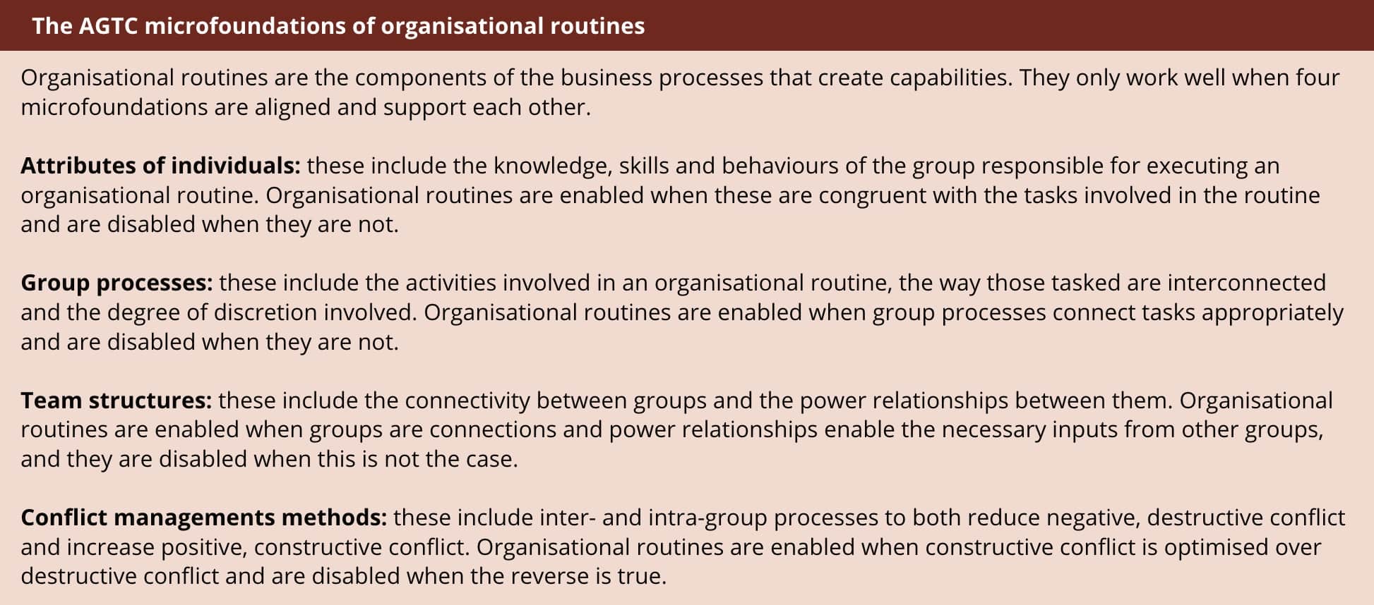The AGTC microfoundations of organisational routines