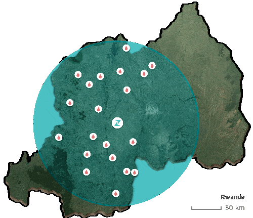 Zipline Rwanda drone delivery site map