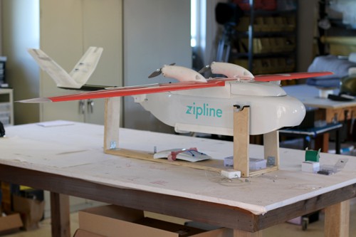 Zipline drone assembly