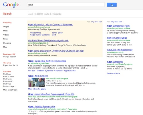 Top Google search results for 'Gout'