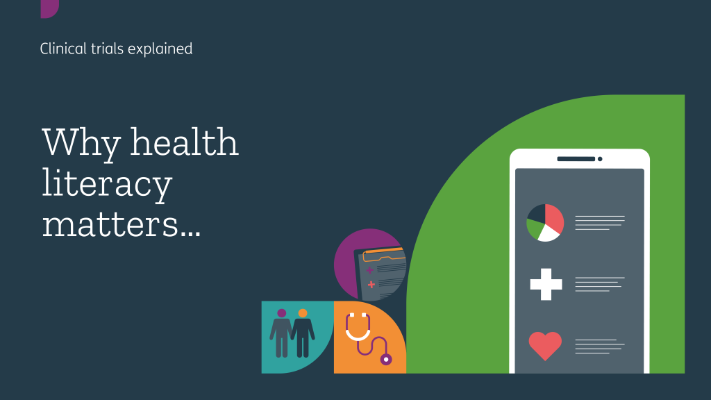 Health literacy icons in Cuttsy+Cuttsy branded shapes