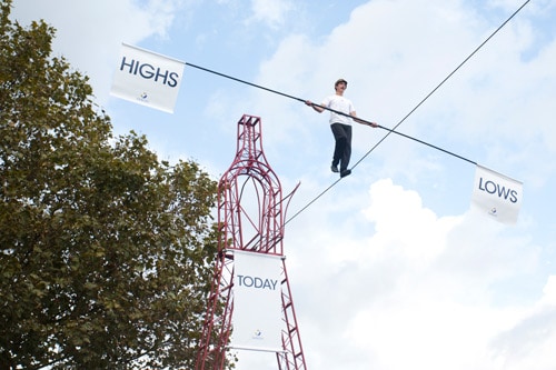 Sanofi Highs & Lows tightrope stunt
