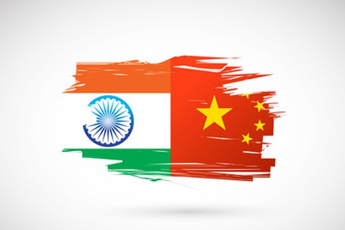 India China flags illustration