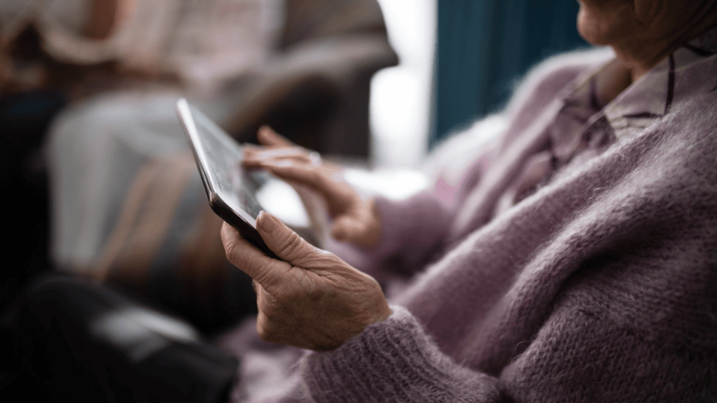 Older lady on tablet